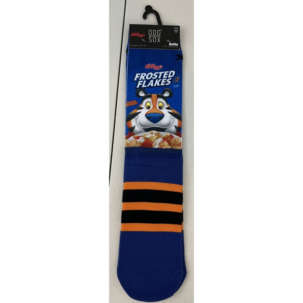 NEW ODD SOX Frosted Flakes Tony The Tiger Graphic Print Crew Socks Men Size 8-12
